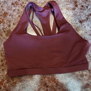Fabletics strappy Pilates Women's Burgundy Sports Bra